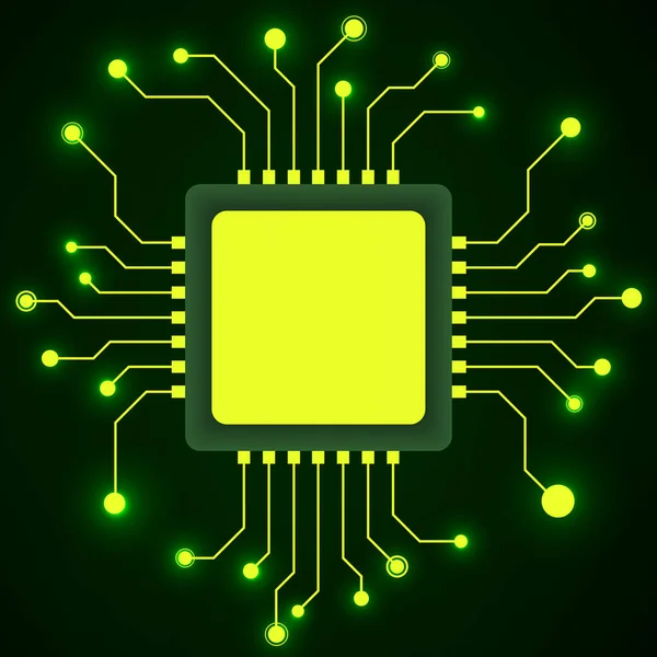 Cpu Microprocesador Aislado Sobre Fondo Blanco Microchip Placa Circuito Ilustración — Vector de stock