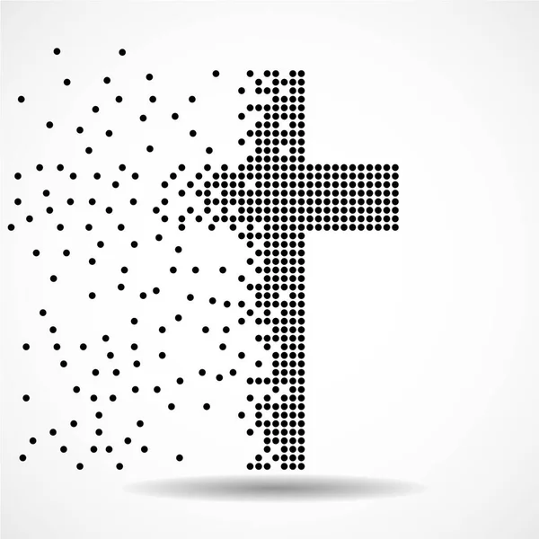 Abstraktes Kreuz Aus Pixeln Christliches Symbol Vektor Logo — Stockvektor