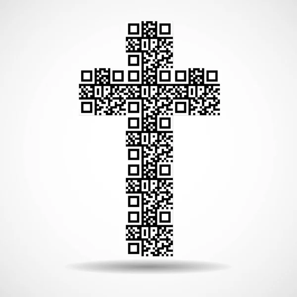 Krzyż Abstrakcyjny Kodem Symbol Chrześcijański Logo Wektora — Wektor stockowy
