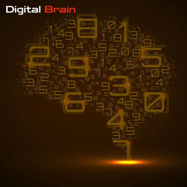 Cerveau Numérique Avec Chiffres Concept Intelligence Artificielle Cerveau Technologique Illustration — Image vectorielle