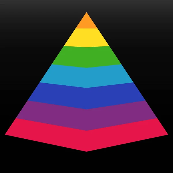 Kleurrijke Piramide Geïsoleerd Zwarte Achtergrond Vectorillustratie — Stockvector
