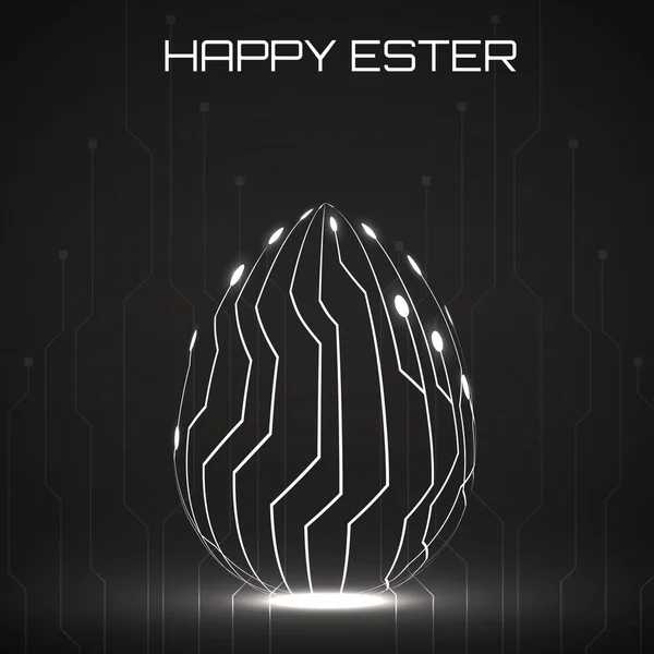 stock vector Abstract technology Easter eggs with circuit board. Happy Easter Egg