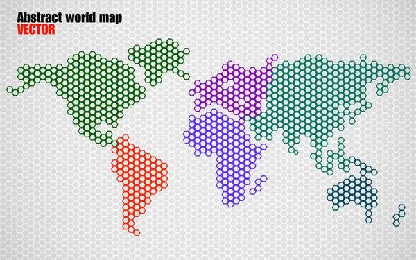 Mapa Mundo Abstrato Hexágonos Ilustração Vetorial — Vetor de Stock