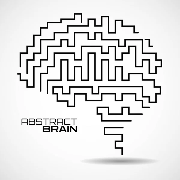 Cérebro Abstrato Com Linhas Labirinto Estilo Ilustração Vetorial — Vetor de Stock