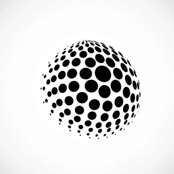 Demi Ton Pointillé Globe Pois Forme Circulaire Logo Vectoriel — Image vectorielle