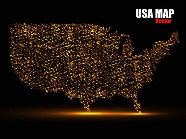Carte Abstraite Des États Unis Avec Des Particules Brillantes — Image vectorielle