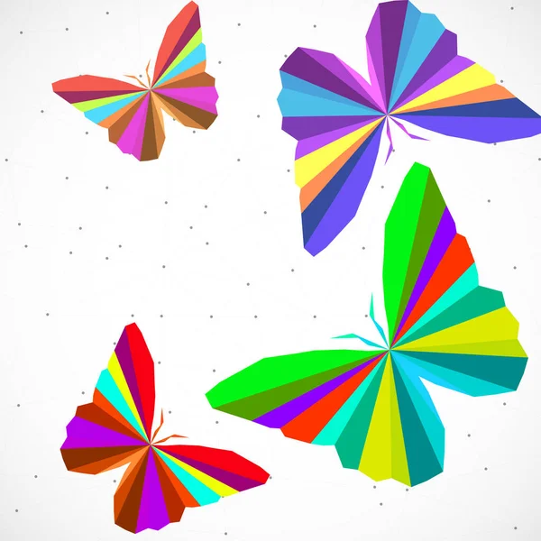 화려한 삼각형 다각형 기하학적 구조의 나비와 추상적 디자인 — 스톡 벡터