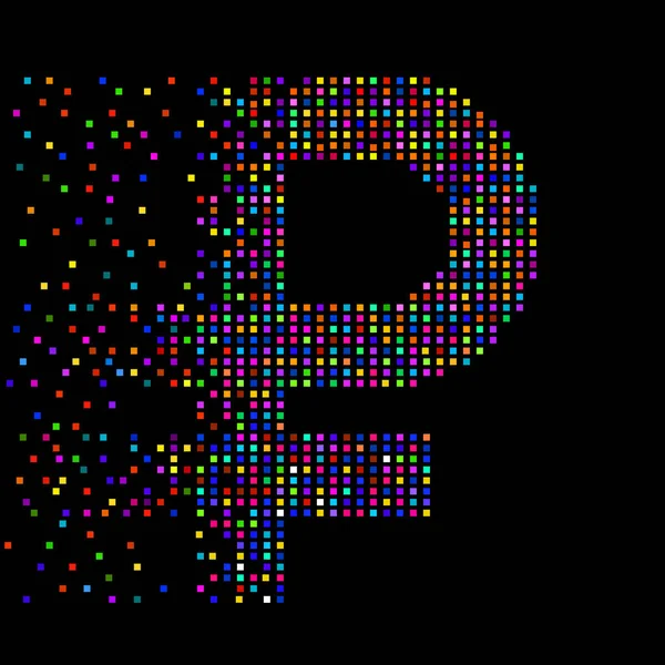 Rublo Pixel Colorati Con Esplosione Illustrazione Vettoriale — Vettoriale Stock