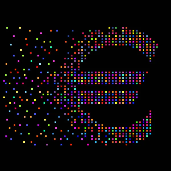 Euro Pixels Coloridos Com Uma Explosão Ilustração Vetorial — Vetor de Stock