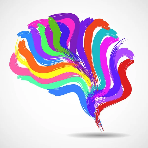 Boya Darbeleriyle Soyut Yaratıcı Beyin Renkli Vektör Illüstrasyonu — Stok Vektör