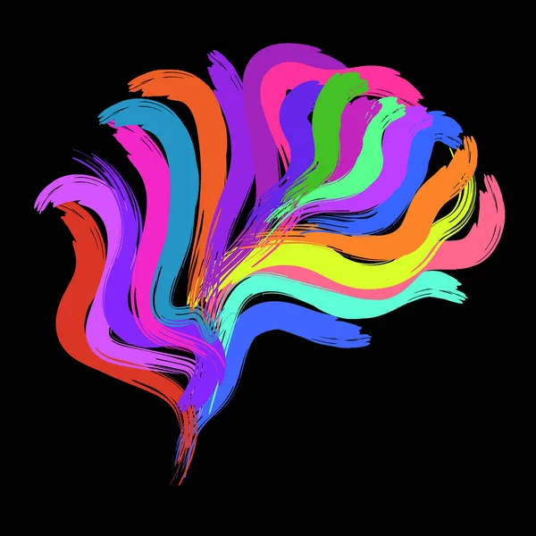 Abstrakcyjny Kreatywny Mózg Malarskimi Pociągnięciami Kolorowy Wektor Ilustracji — Wektor stockowy