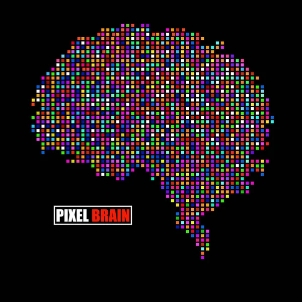 Pikselin Beyni Siyah Arka Planda Izole Edilmiş Vektör Logosu — Stok Vektör
