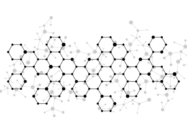 Moléculas Hexagonales Abstractas Estructura Molecular Del Adn Formación Tecnológica Diseño — Vector de stock
