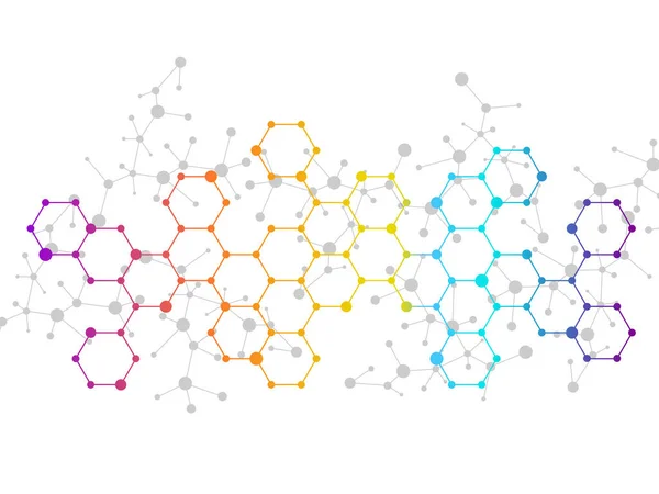 Moléculas Hexagonales Abstractas Estructura Molecular Del Adn Formación Tecnológica Diseño — Archivo Imágenes Vectoriales