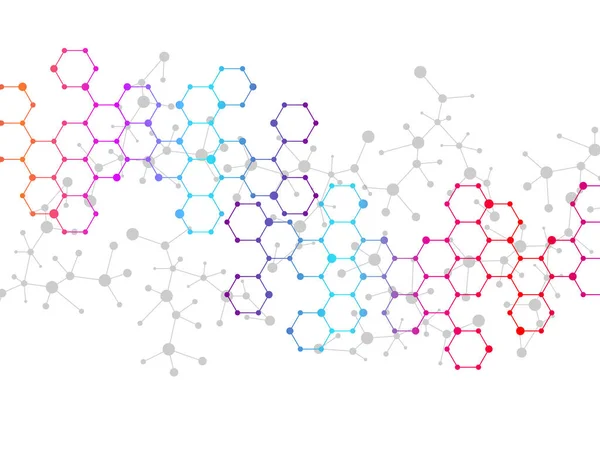 摘要六边形分子 Dna分子结构 技术背景和科学设计 — 图库矢量图片