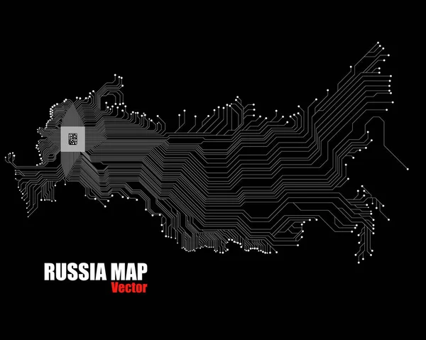 Абстрактная Карта России Cpu Цепная Плата Технологический Фон Вектор — стоковый вектор
