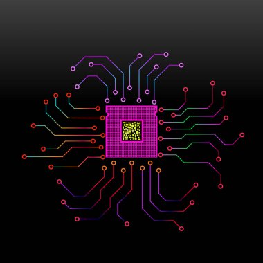 İşlemci. Mikroişlemci. Mikroçip. Devre kartı. Teknoloji sembolü
