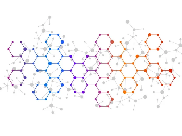 Абстрактные Шестиугольные Молекулы Молекулярная Структура Днк Технологический Фон Научный Дизайн — стоковый вектор