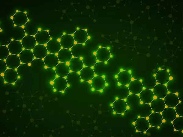 Abstrait Hexagonal Molecules Glowing Molecular Structure Dna Contexte Technologique Conception — Image vectorielle