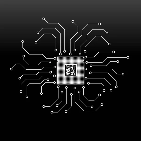 Cpu Microprocesador Microchip Placa Circuito Símbolo Tecnológico — Vector de stock