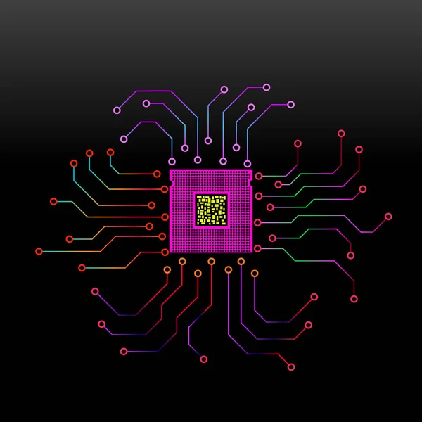 Cpu Mikroprocesor Mikročip Obvodová Deska Symbol Technologie — Stockový vektor