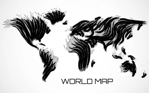 Abstract World Map Brush Drawing Inglés Ilustración Vectorial — Archivo Imágenes Vectoriales