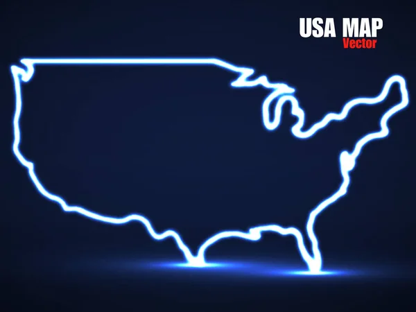 Résumé Contour Lumineux Carte Des États Unis Illustration Vectorielle — Image vectorielle