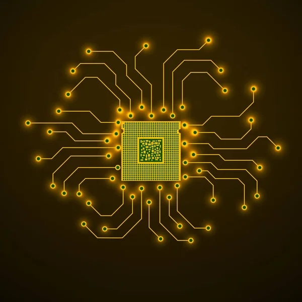 Cpu Microprocesseur Micropuce Circuit Symbole Technologique — Image vectorielle