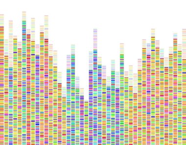 DNA testi bilgileri var. DNA testi, barkodlama, genom haritası. Vektör illüstrasyonu