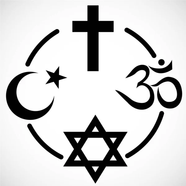 Religious Signs United Circle Islam Christianity Hinduism Judaism Symbol World — Stock Vector