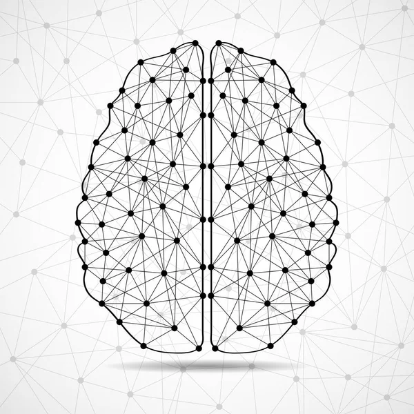 Abstrakt Mänsklig Hjärna Linjer Och Prickar Polygonal Wireframe Vektorillustration Royaltyfria illustrationer
