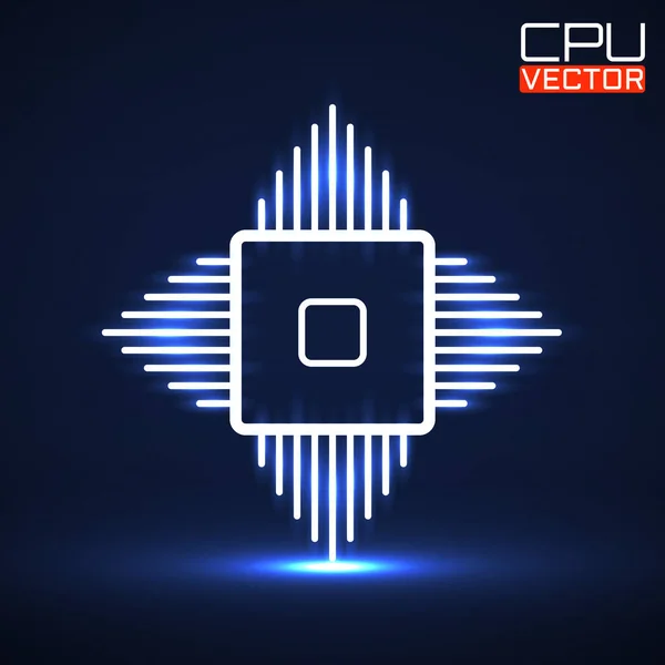 Cpu Микропроцессор Микрочип Светящийся Логотип Векторная Иллюстрация — стоковый вектор