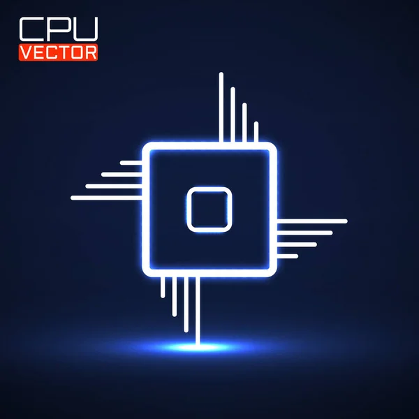 Cpu Microprocesseur Micropuce Logo Lumineux Illustration Vectorielle — Image vectorielle