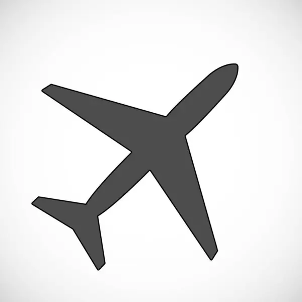 Silhouette Avion Isolée Sur Fond Blanc Symbole Avion Icône Voyage — Image vectorielle
