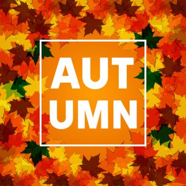 Tasarım için sonbahar afişi, yapraklı yazı. Vektör illüstrasyonu