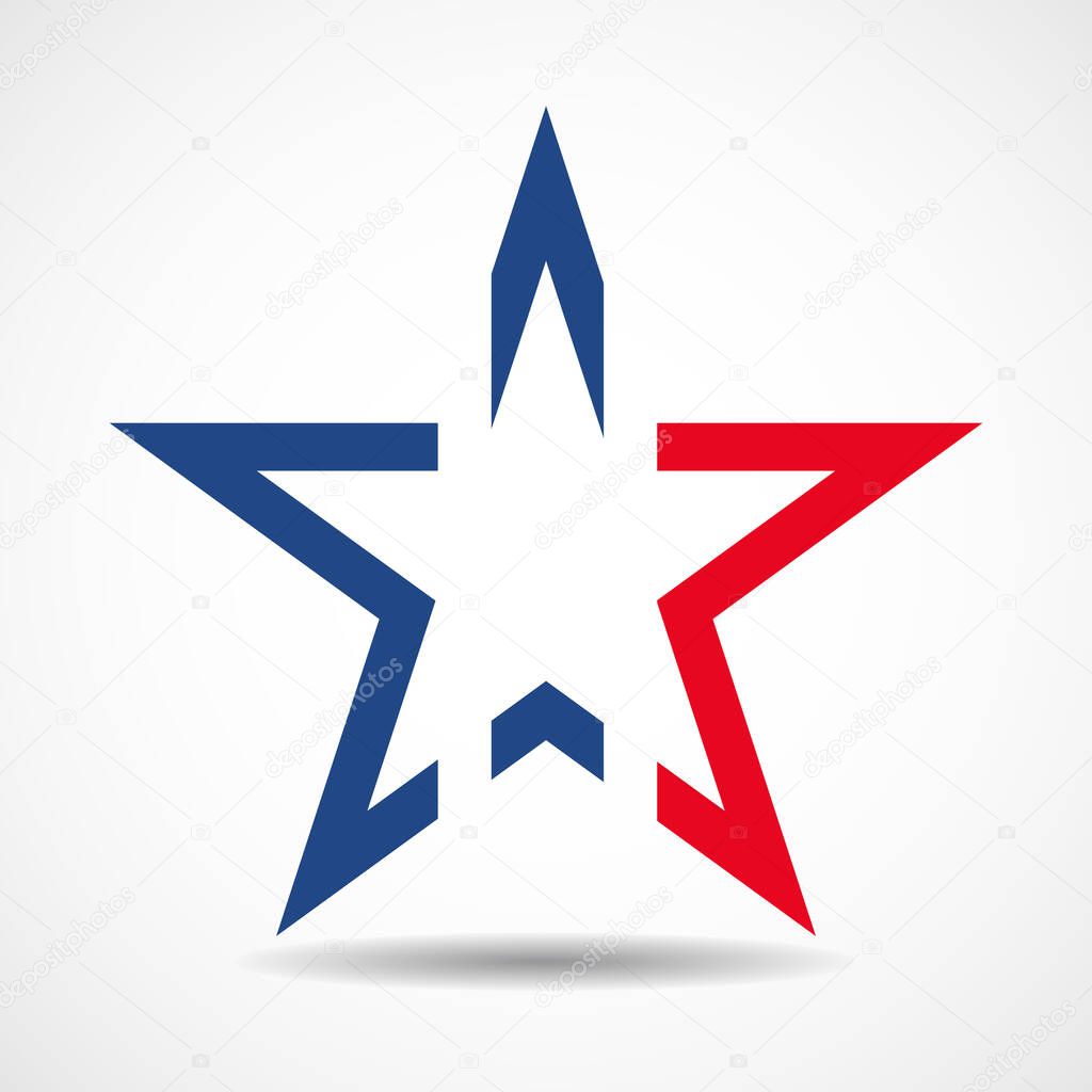 USA flag in star shape. American star. American flag icon. Vector illustration