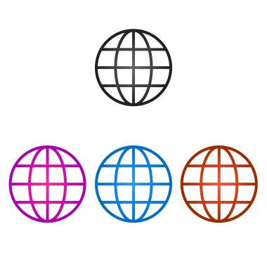 Beyaz zemin üzerinde dünya simgesi düz. Vektör İllüstrasyonu