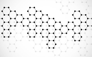 Altıgen moleküller arka plan, DNA 'nın moleküler yapısı. Vektör illüstrasyonu