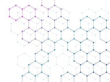 Altıgen moleküller arka plan, DNA 'nın moleküler yapısı. Vektör illüstrasyonu