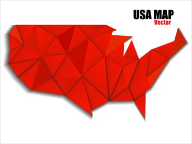 Geometrik çokgen biçiminde ABD haritası gölge, geometrik tasarım, vektör illüstrasyonu