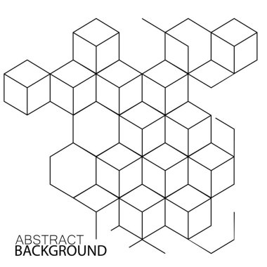 Küplerle soyut geometrik arkaplan. Çizgiler ve noktalarla Geometrik konsept. Vektör illüstrasyonu
