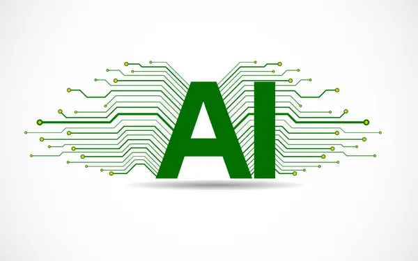 Artificial Intelligence Circuit Board Isolated White Background Abstract Technology Concept Stock Vector