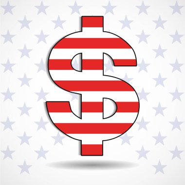 Dollar sign in style American flag. Vector illustration