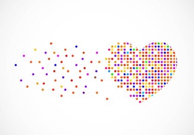 Piksel kalp, izole edilmiş nokta grafik ögesi, vektör illüstrasyonu