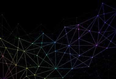 Soyut çokgen arkaplan ve noktaları ve çizgileri birleştir. Modern teknoloji konsepti. Çokgen yapı, teknoloji grafik tasarımı