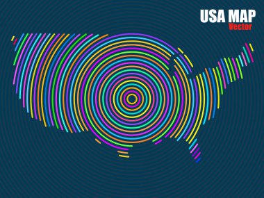 Radyal çizgilerin soyut Abd haritası, vektör