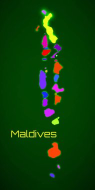 Maldivler Haritası. Maldivler haritası. Renkli harita