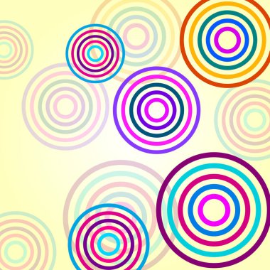 Üst üste binmiş renkli daireler. Geometrik arkaplan. Vektör illüstrasyonu