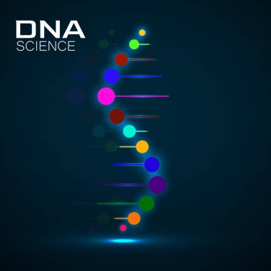 Neon logosu DNA 'sı. Bilim ve tıp için vektör şablonu