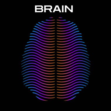 Renkli çizgilerden oluşan soyut insan beyni. Vektör illüstrasyonu